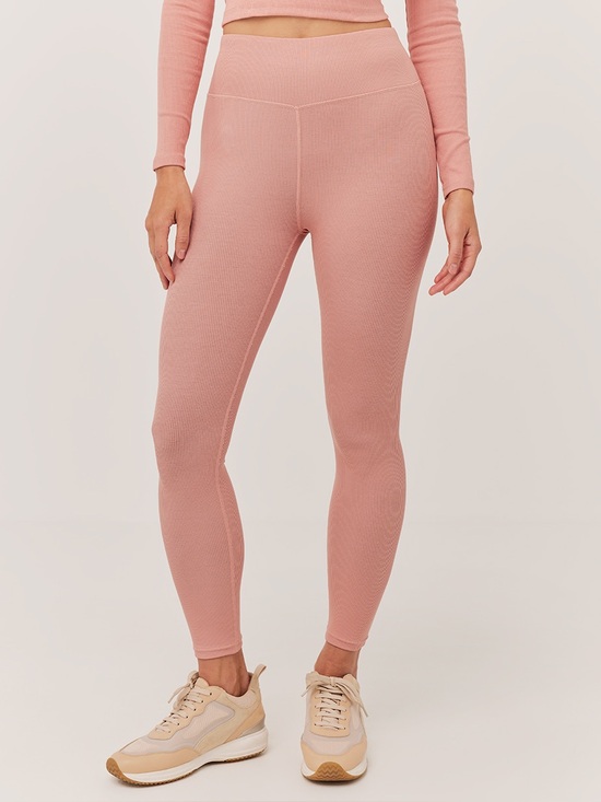Pact Pants - ‼️EUC: Pact Organic Ribbed Pink Sand High Waisted Leggings - M